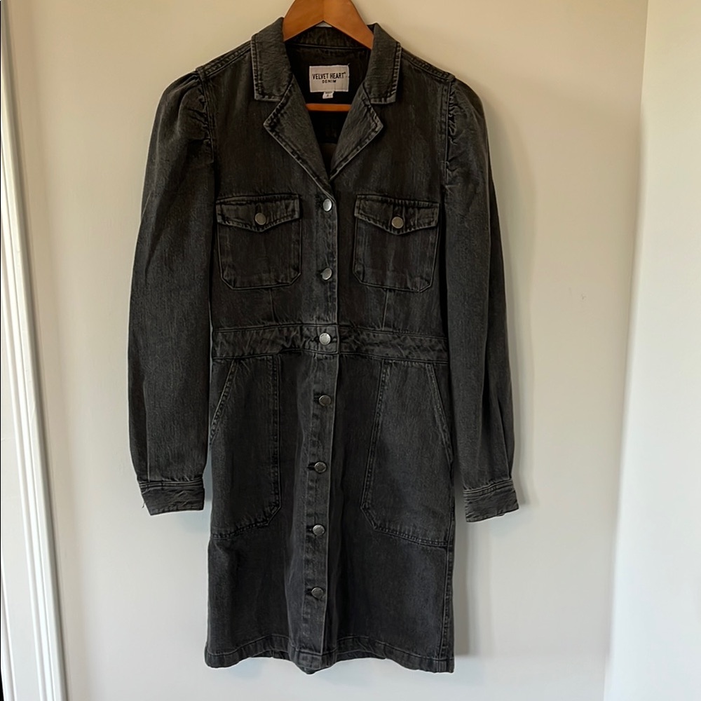 Velvet Heart Charcoal Denim Shirt Dress
